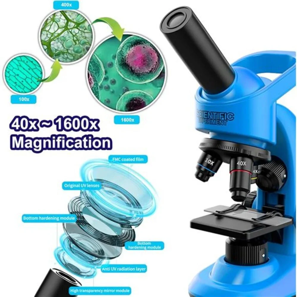 Kids Microscope 40-1600x Microscope Kit for Kids Beginners
